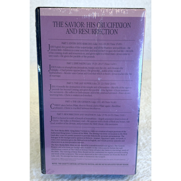 The Savior His Crucifixion & Resurrection Luke 18 - 24 VHS Tape 1986 NEW SEALED - Picture 3 of 7